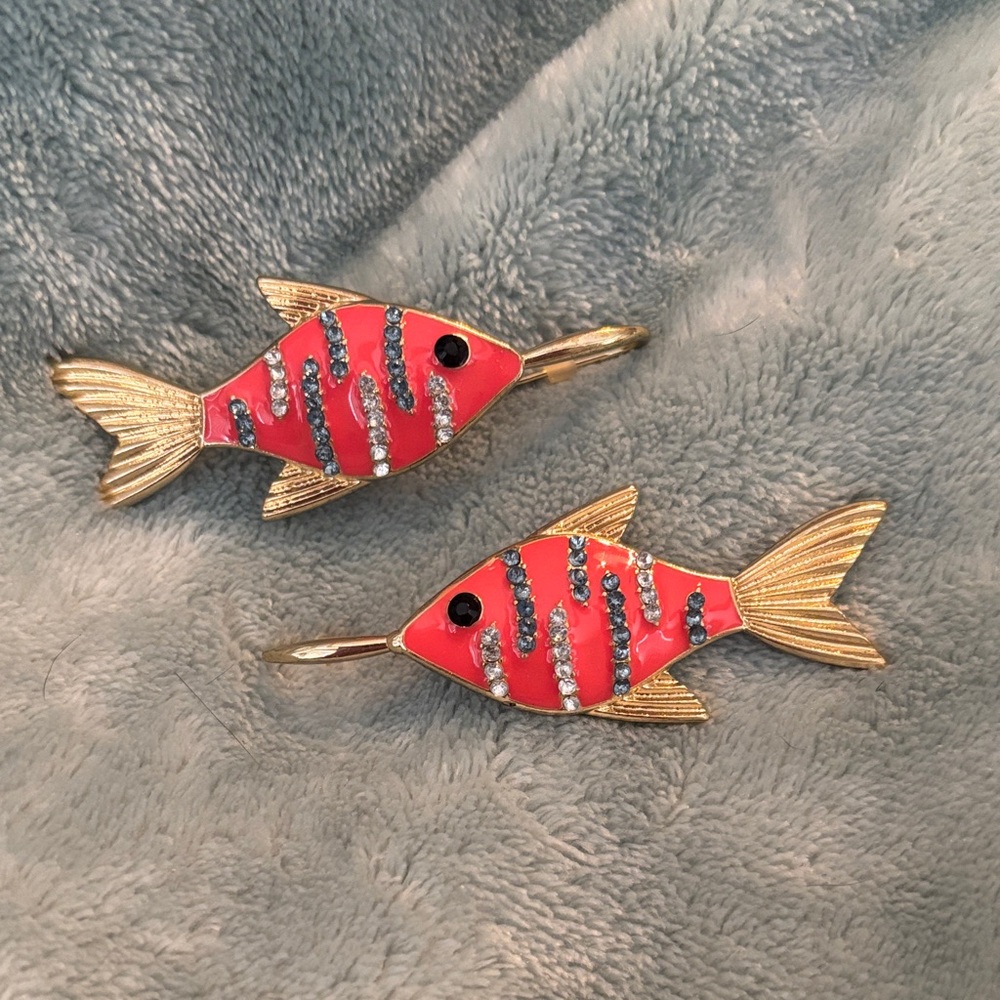 Gold and Orange fish earrings
